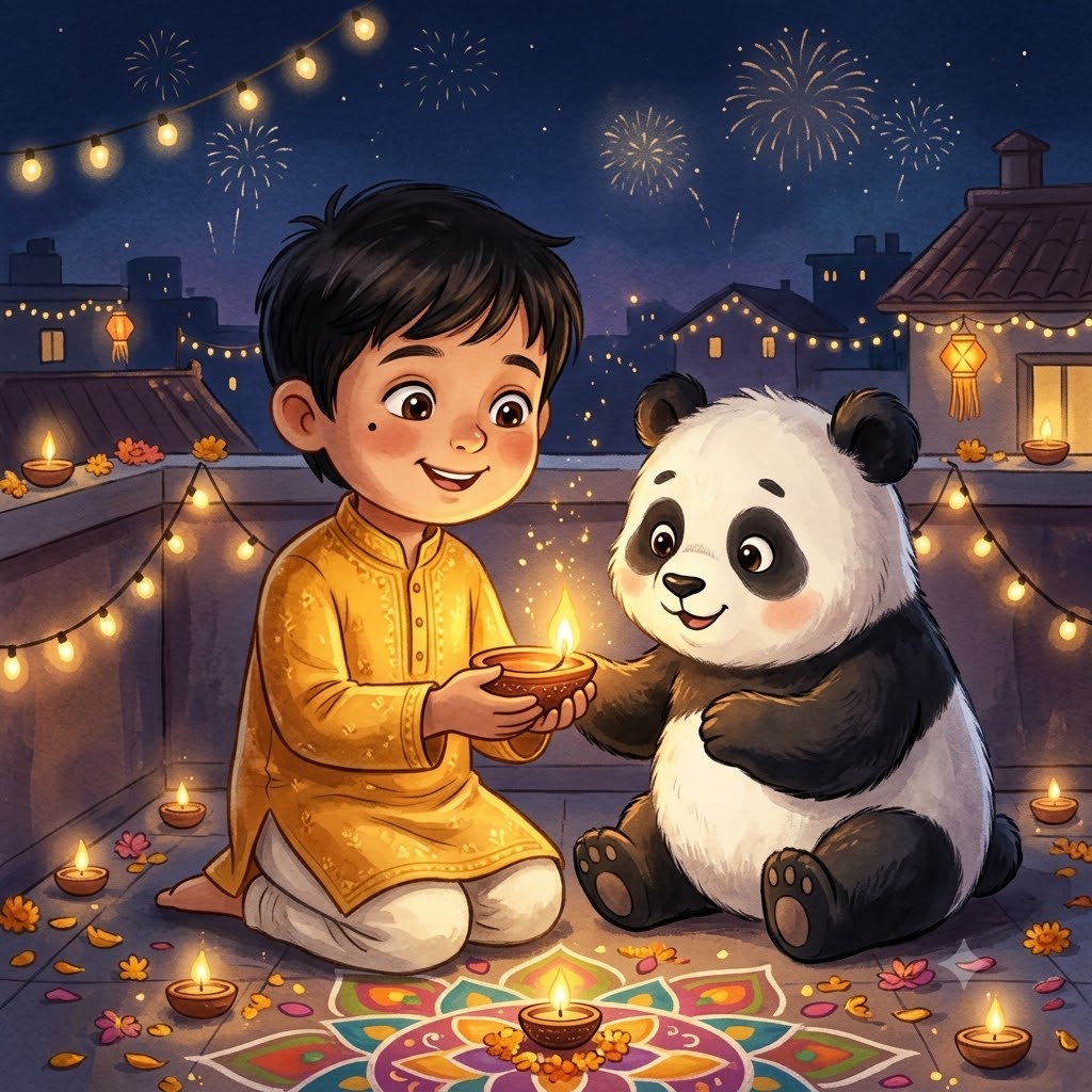 Page: Diwali ki raat, baccha diya pakde hue